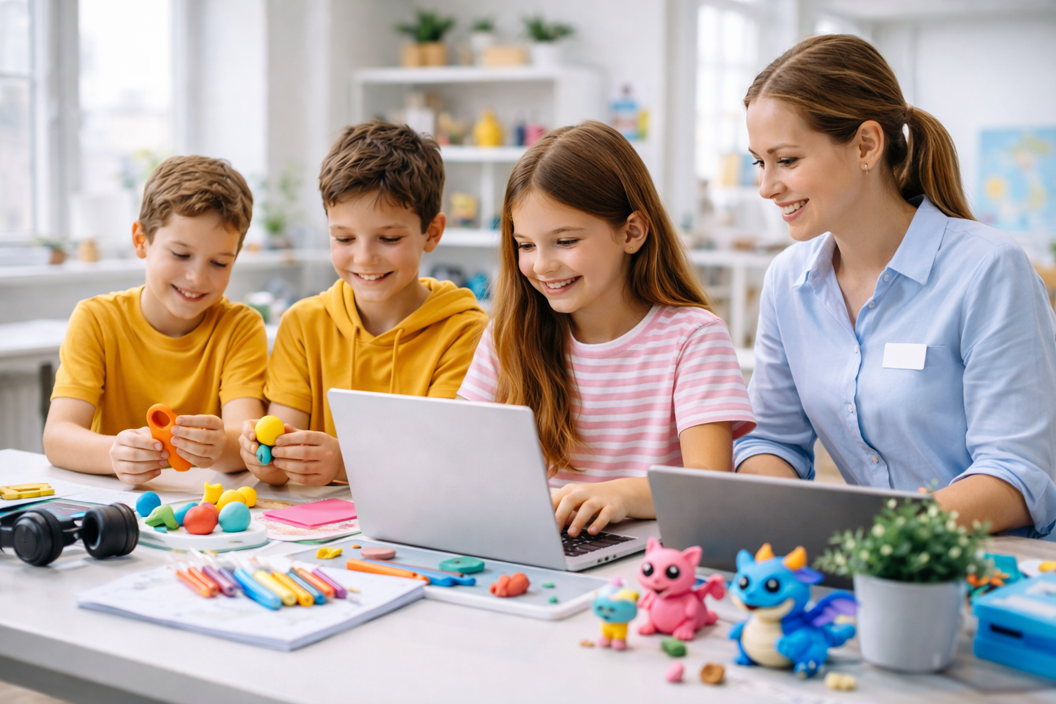 Діти створюють вироби на творчому майстер-класі